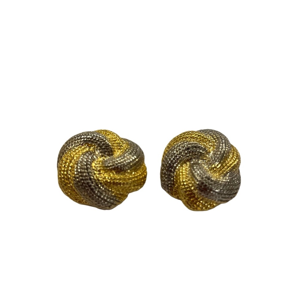 Vintage 1980s Added Extras NYC Shoe Clips Gold Silver Tone Braid Deco Dress Fur